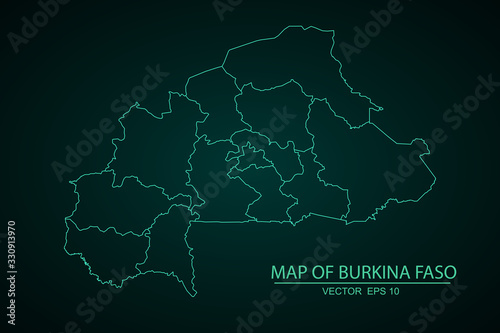 A Map of the country of Burkina Faso High Detailed Blue Map - Vector