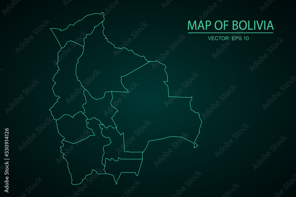 Bolivia map - blue pastel graphic background - Vector