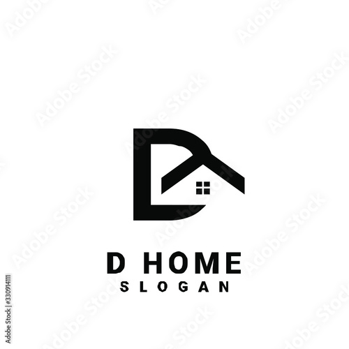 D HOUSE initial black logo icon design