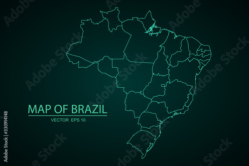 Blank Blue Brazil of map isolated on white background.V - Vector