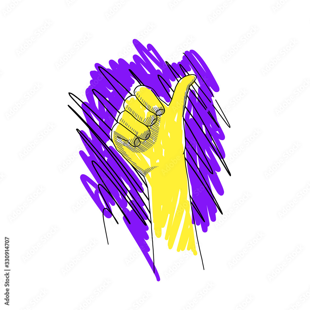 Thumbs up sketch. Best buy. The best choice. For social networking services. Sketch hand drawn. Colour vector. Thumbs up sketch. Best buy. The best choice. For social networking services. Sketch hand drawn. Colour vector.
