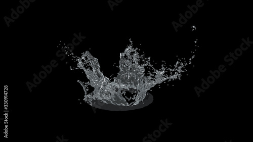 Water Splash on black background with alpha mask. 3d illustration. © apisit