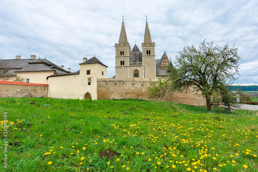 spisska kapitula, slovakia - APR 29, 2019: st. martin's cathedral in spring. One of the largest Romanesque and Gothic styles architecture monuments build between 13 and 15 century in eastern slovakia