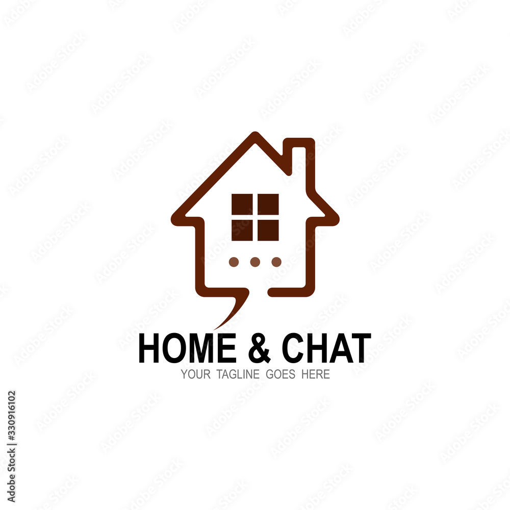 House logo and Chat icon design combination, Simple logo House logo and Chat icon design combination, Simple logo
