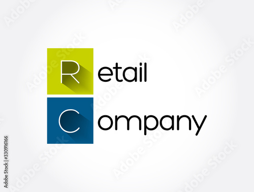 RC - Retail Company acronym, business concept background