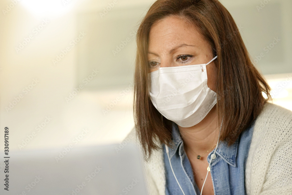 Woman working from home during coronavirus outbreak Woman working from home during coronavirus outbreak