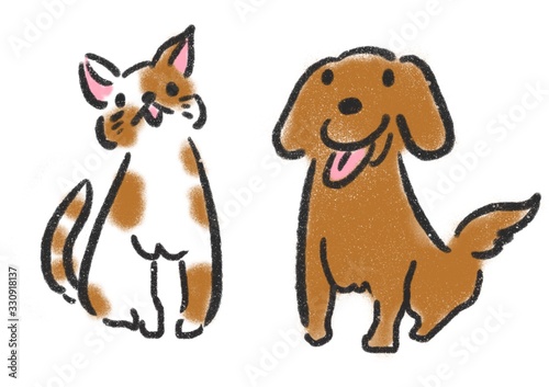 犬　猫　イラスト