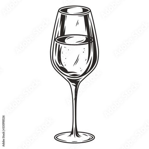 Glass of white alcohol wine for bar menu