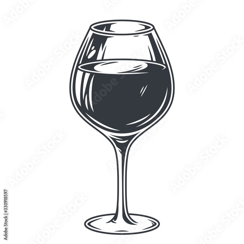 Glass of red alcohol wine for bar menu