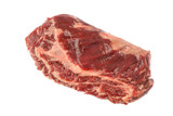 raw skirt-steak on a white background