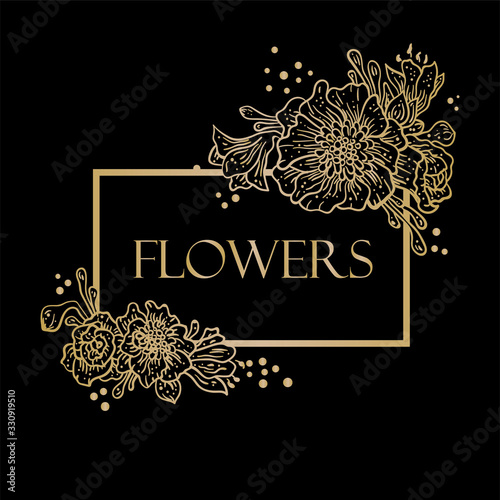 pattern frame with colors. gold on black