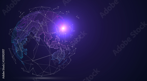 3D earth graphic symbolizing global trade, vector illustration.