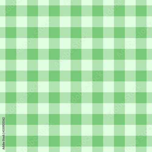 Vector gingham striped checkered blanket tablecloth. Seamless white green table cloth napkin pattern background with natural textile texture. Country fabric material for breakfast or dinner picnic