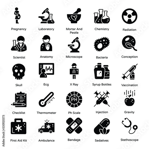 Medical Science Glyph Icons Pack 