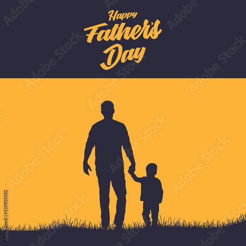 Fathers Day poster witth dad and son on background © plisman