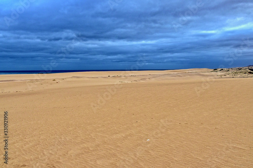 Fototapeta Naklejka Na Ścianę i Meble -  landscape from the Spanish Canary Island Fuerteventura with dunes and the ocean