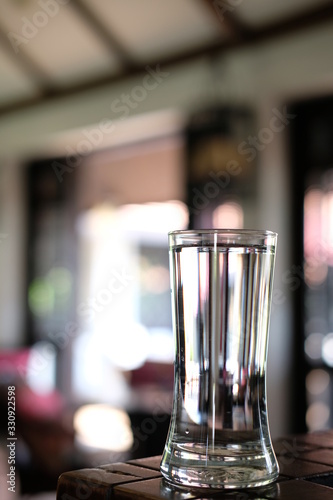 glass of water on bar counter