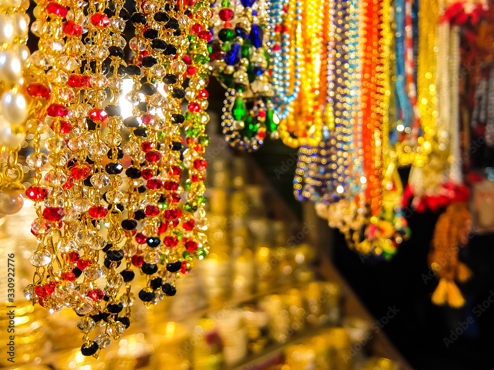 Rishikesh, India. Goods in souvenir shop on the street of Rishikesh. Rishikesh, India. Goods in souvenir shop on the street of Rishikesh.