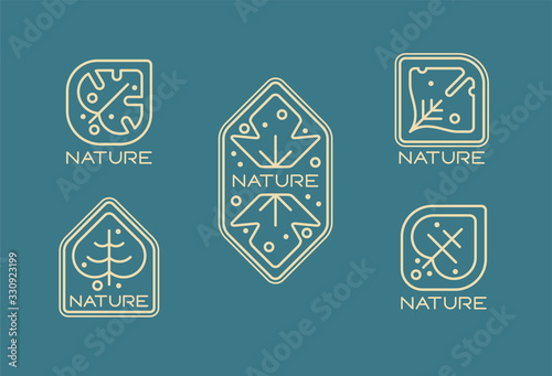 set of logo leaves nature