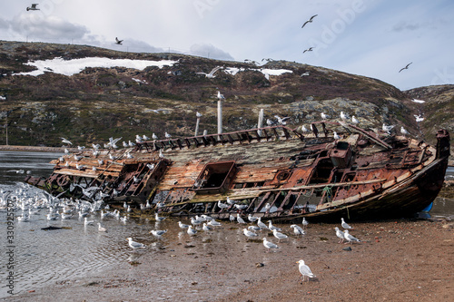 Teriberka ship cemetery north of Russia