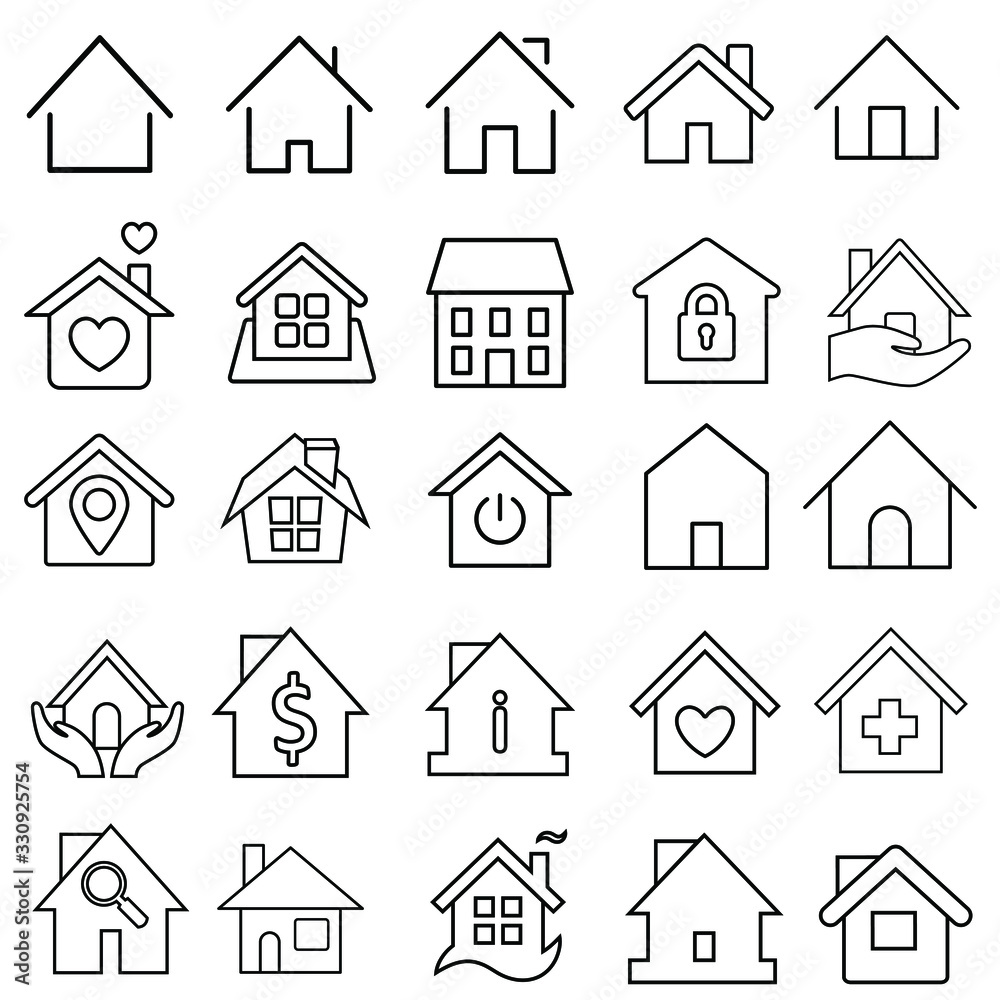 House Icon Set. House vector illustration symbol.
