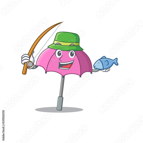 A Picture of funny Fishing pink umbrella design