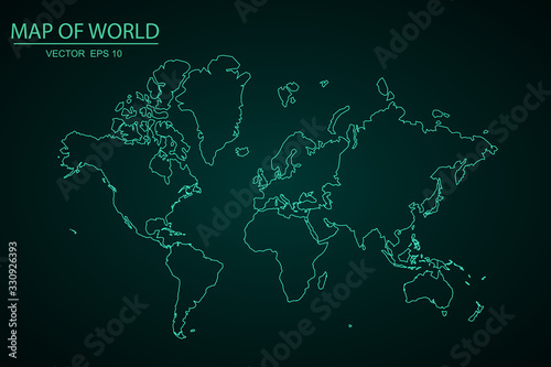 Map Continents High color Light blue, Detailed vector map continent White background, world map - blue pastel graphic background . Vector illustration eps 10. - Vector