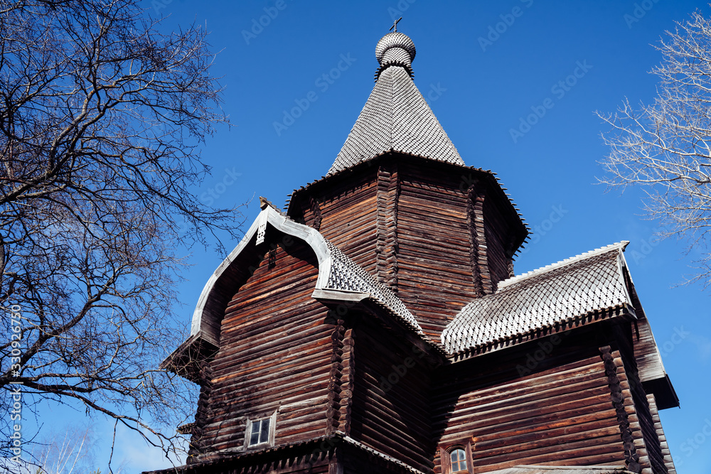 Old Russian wooden church. North Russia Old Russian wooden church. North Russia