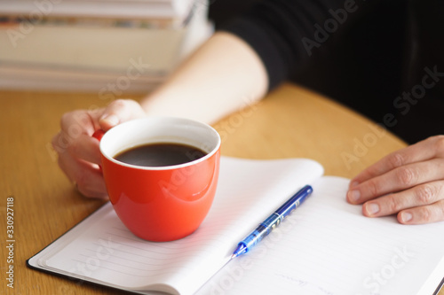 businesswoman working with coffee