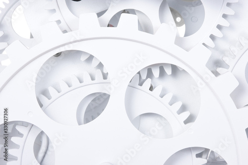 Fotografía White gears of the clockwork (mechanism).