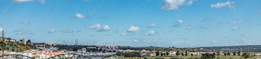 crossing the river Tejo at Alcacer do Sal with panoramic view to village and Lisbon area