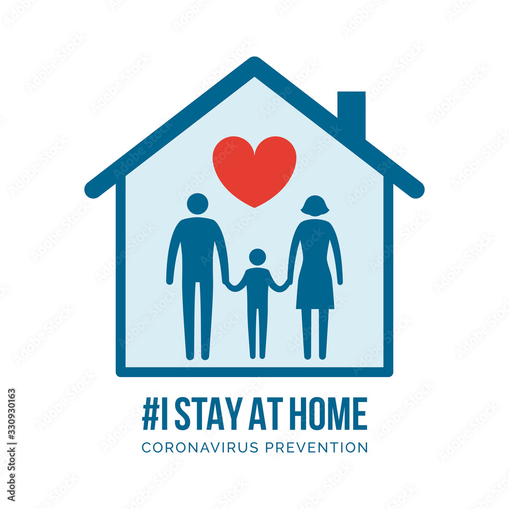 Fototapeta I stay at home awareness campaign and coronavirus prevention