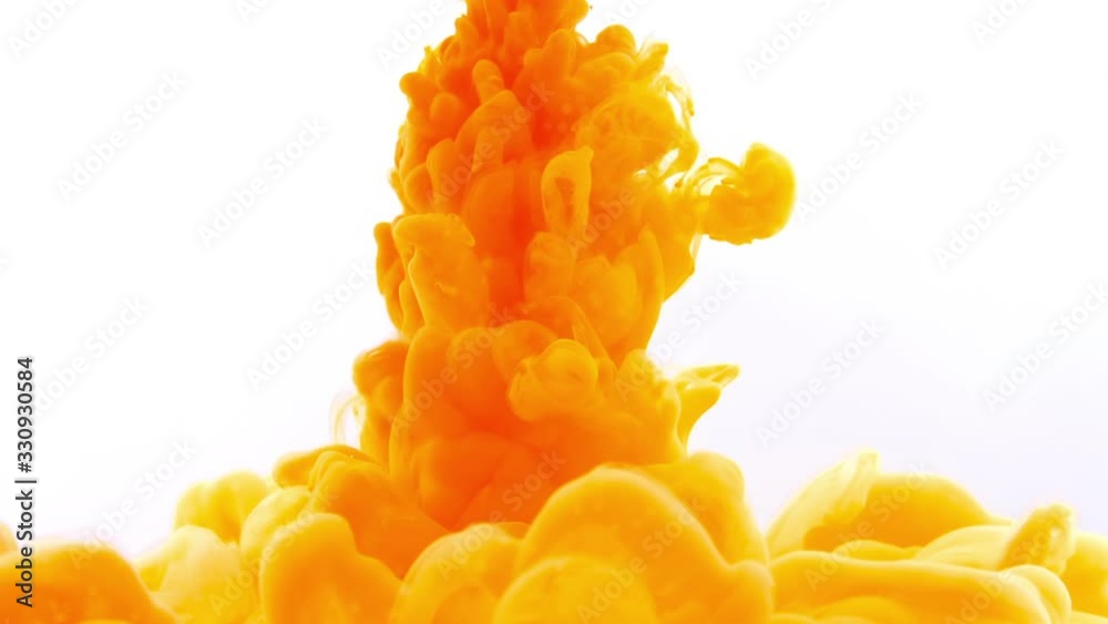 Cloud of orange ink isolated.