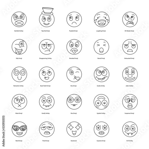Facial Expression Set Of Emoji 