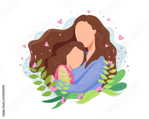 Mom hugging her daughter