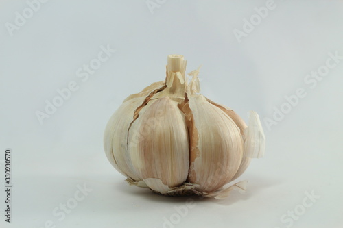 organic garlic on white background