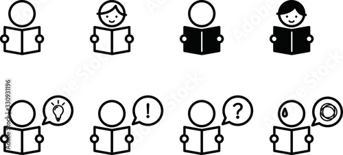 勉強中のアイコン／読書／学習／ベクター／イラスト