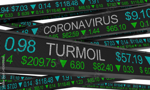 Coronavirus Stock Market Crash Turmoil COVID-19 Outbreak Pandemic 3d Illustration photo