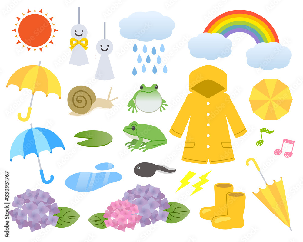 梅雨イラストセット Stock Vector Adobe Stock