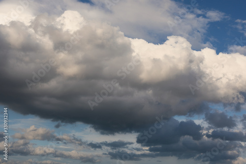 Dramatic dark blue clouds and sky background.