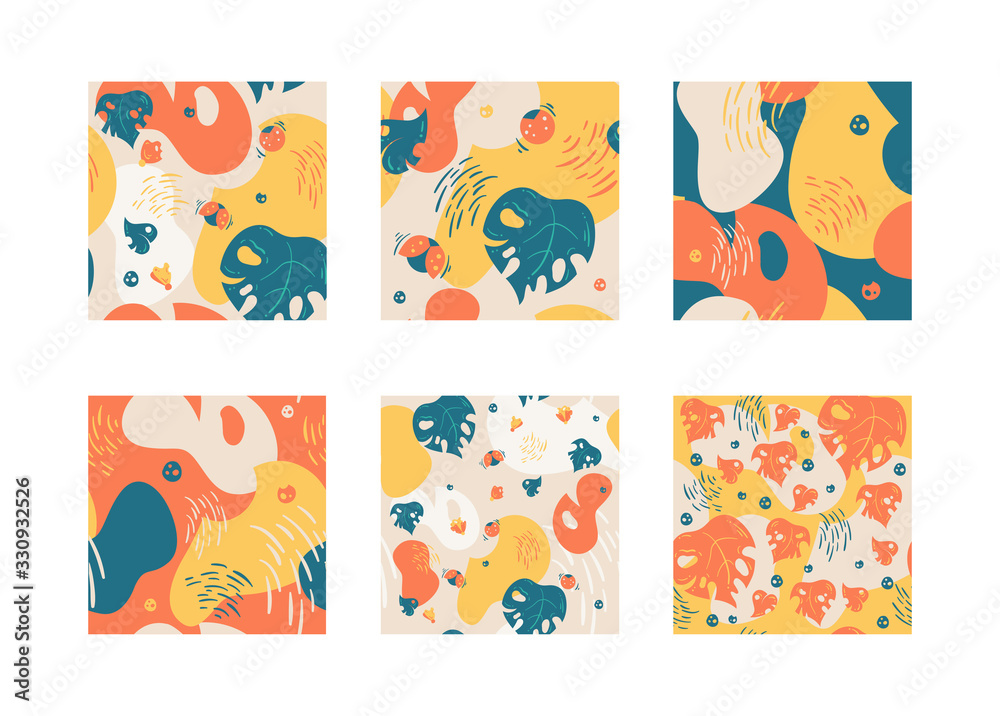 set of seamless patterns summer time set of seamless patterns summer time