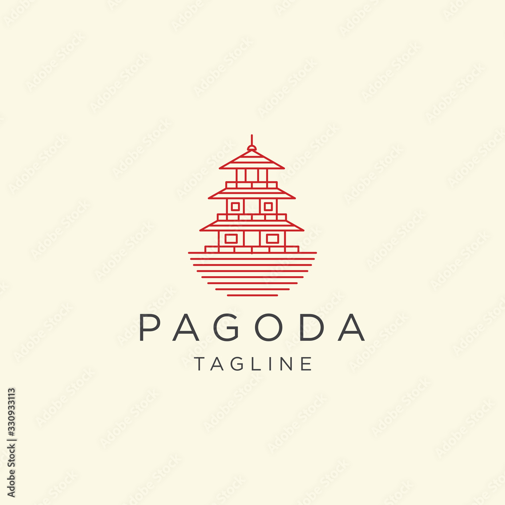 Pagoda japan temple logo icon design template vector illustration