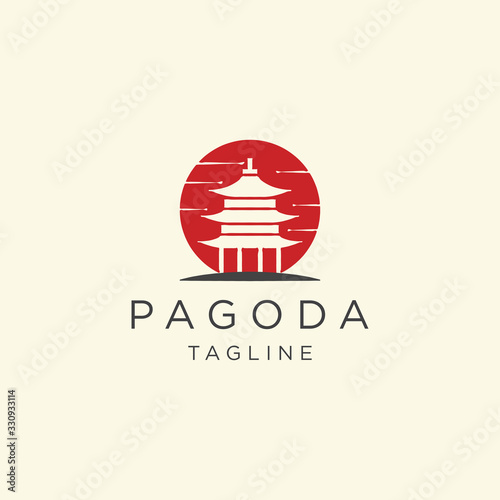 Pagoda japan temple logo icon design template vector illustration