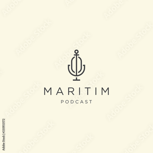 Maritime podcast logo icon design template vector illustration