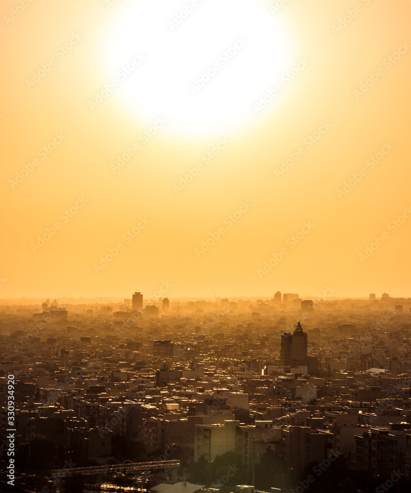 Tehran-Iran cityscape at sunset.