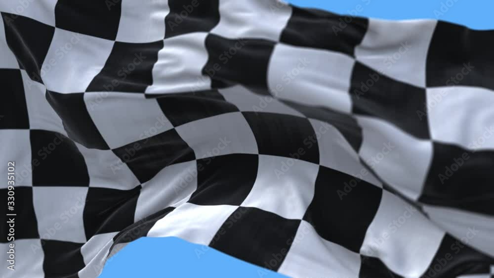 4k Check Flag wavy silk fabric fluttering Racing Flags;seamless waving wave background.Silk cloth fluttering in the wind.3D digital animation plaid Formula One car motor sport Checkered Flag.