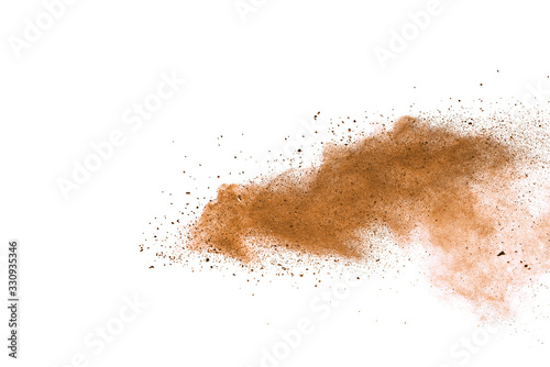 Wallpaper Mural Set of dust powder splash clouds isolated on white background. sand explosion. Torontodigital.ca