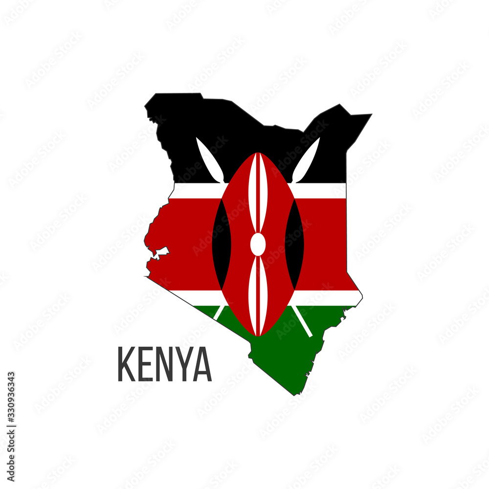 Kenya flag map. The flag of the country in the form of borders. Stock vector illustration isolated on white background. Kenya flag map. The flag of the country in the form of borders. Stock vector illustration isolated on white background.