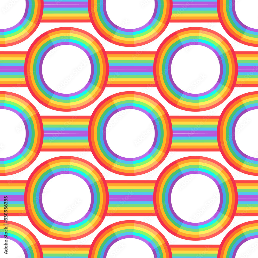 Fototapeta premium Rainbow background. Retro seamless pattern the 50s and 60s inspired. Seamless abstract Vintage backdrop in sixties style. Vector illustration