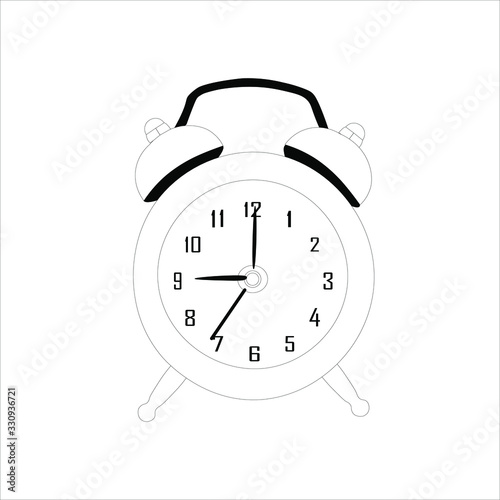 vector image of black and white alarm clock, can be used for describing limited time concept